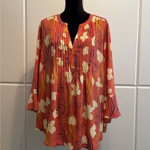 Style & Co. Women's Floral Tunic - Orange and Cream